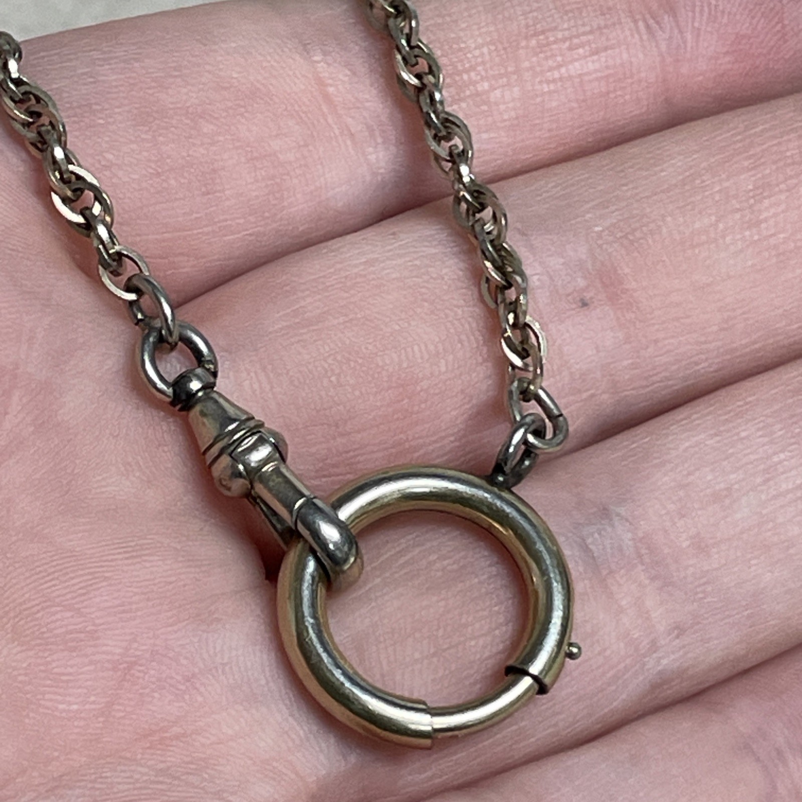Victorian gold filled chain Signed Hadley Made in USA Large ring