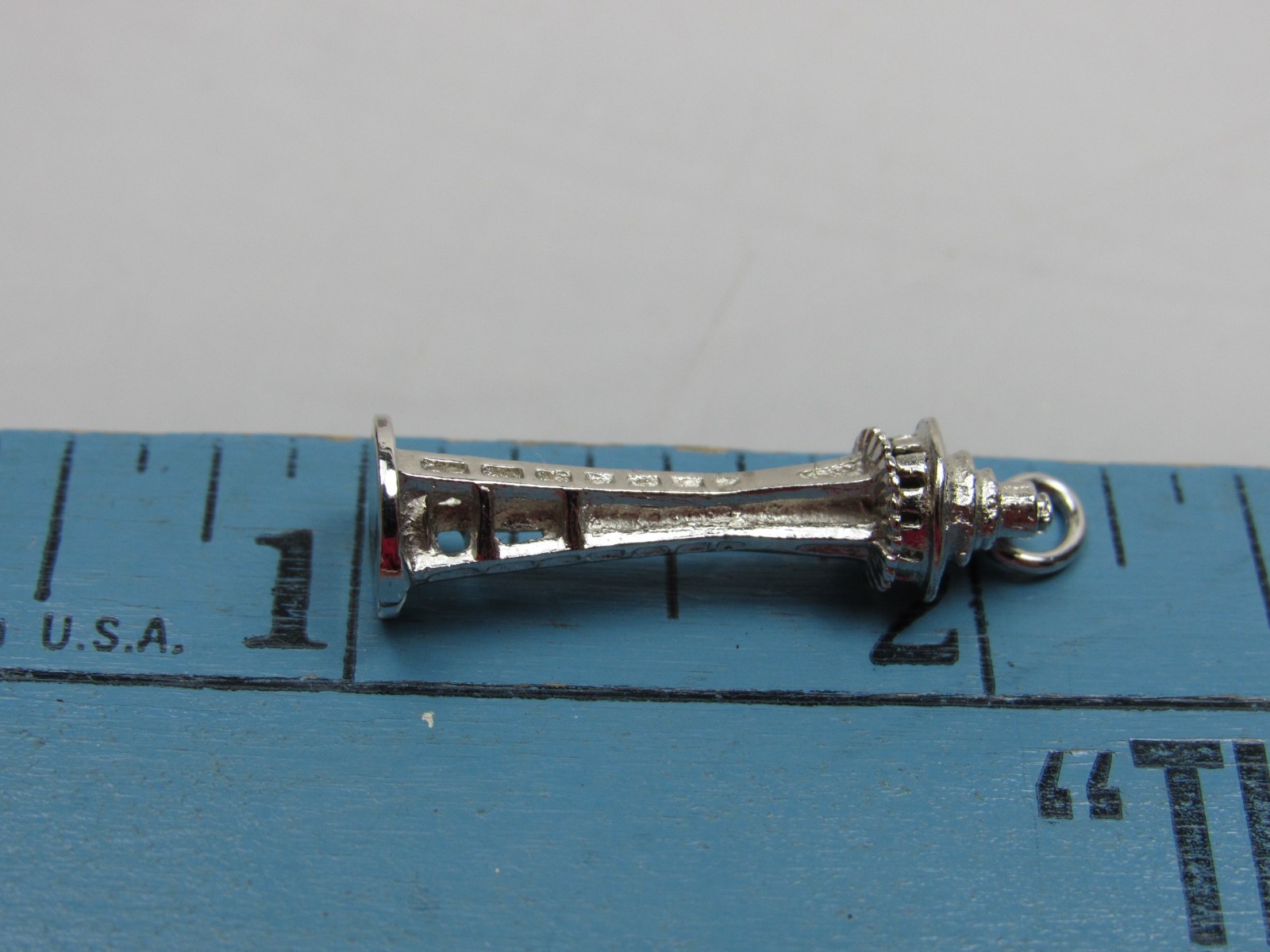 Vintage Sterling Silver Charm for Bracelet Seattle Space Needle TOP SPINS
