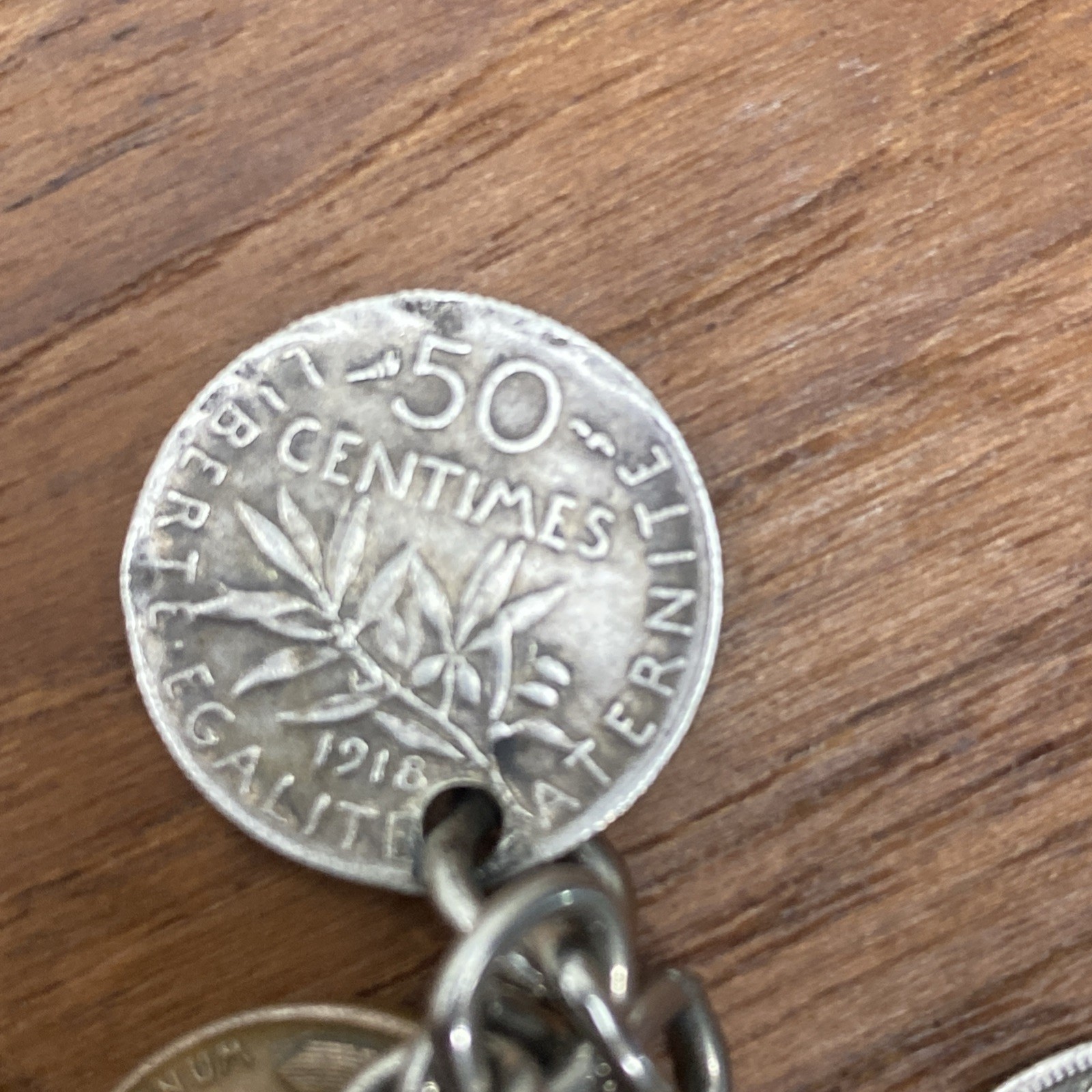 Vintage International Coin Bracelet Barber Dime Silver Reichspfenning