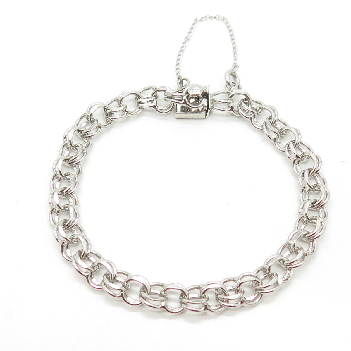 925 Sterling Silver Vintage BEAU Double Rope Link Bracelet 6.5″