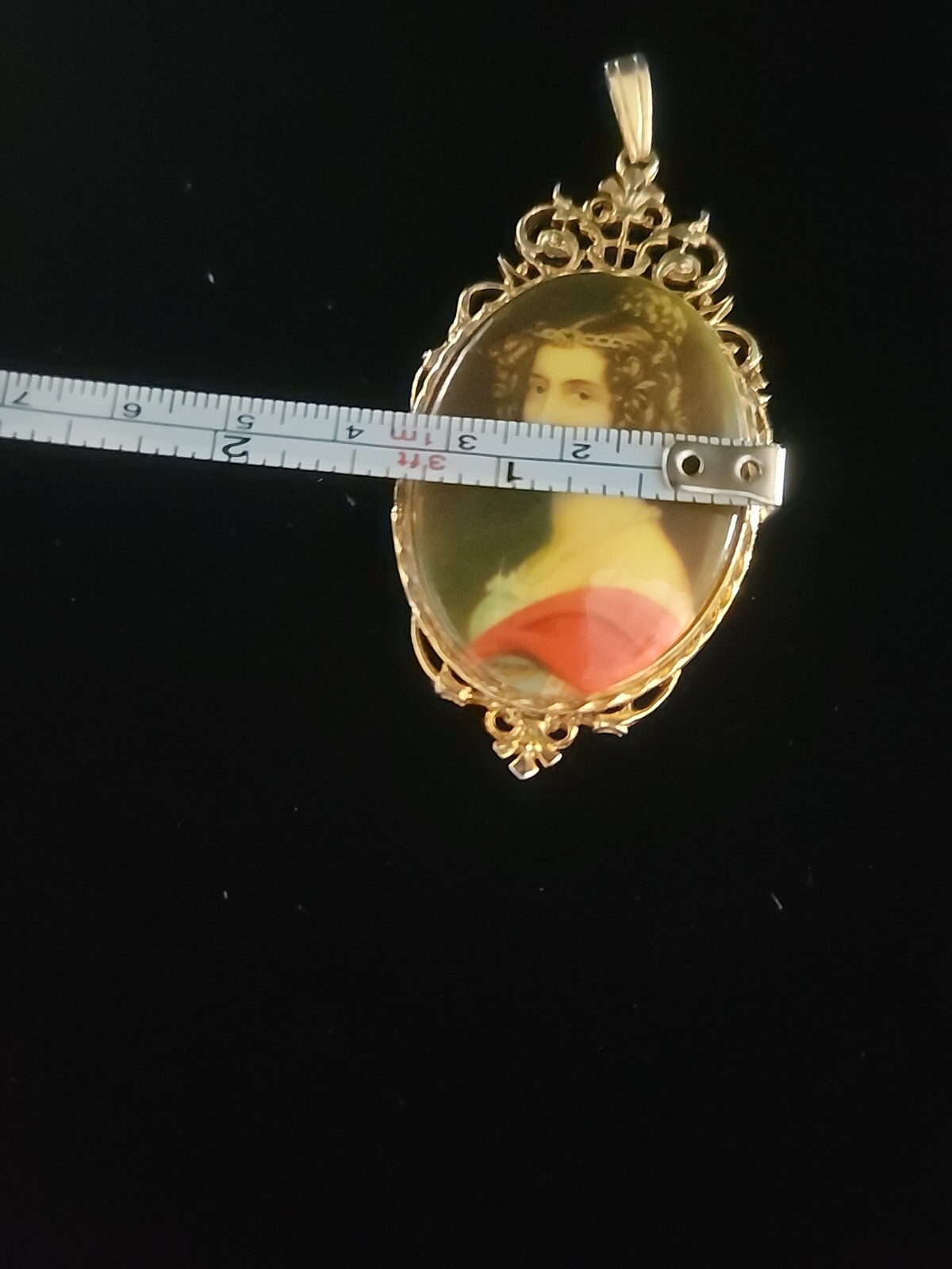 Victorian Revival Cameo Transfer Portrait Pendant Vintage ART Arthur Pepper