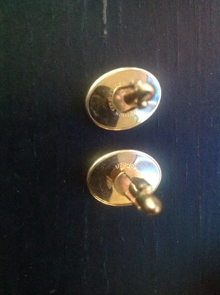 Set Of 2 Pairs Of Roman Legions Gold Cufflinks (jade And Tiger’s Eye)