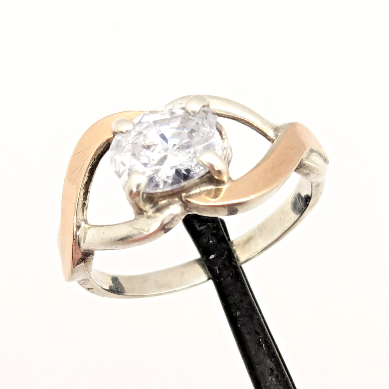 Vintage Luxury RING Silver 925 with Gold Inlay 375 -size: 7.5US (17.5mm)| UA #21