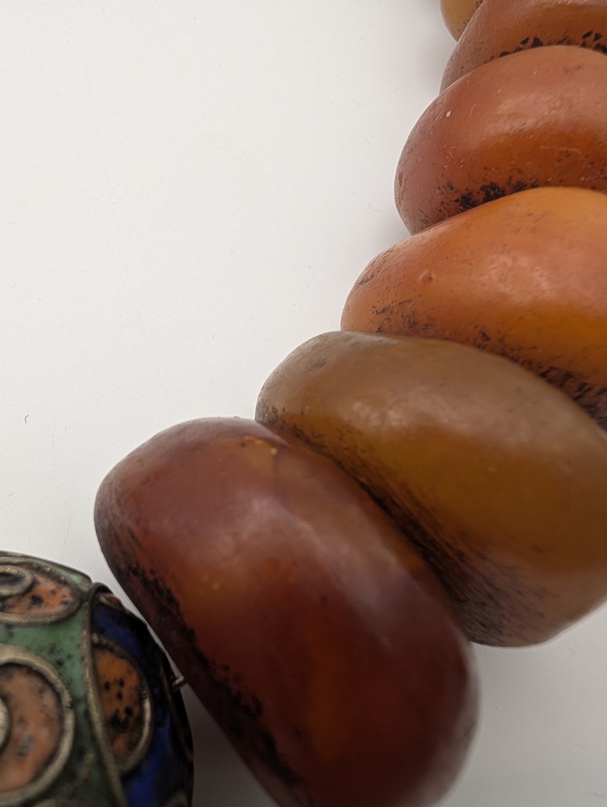 Vintage Moroccan Style Resin Bead Necklace – Large Enamel Focal Bead