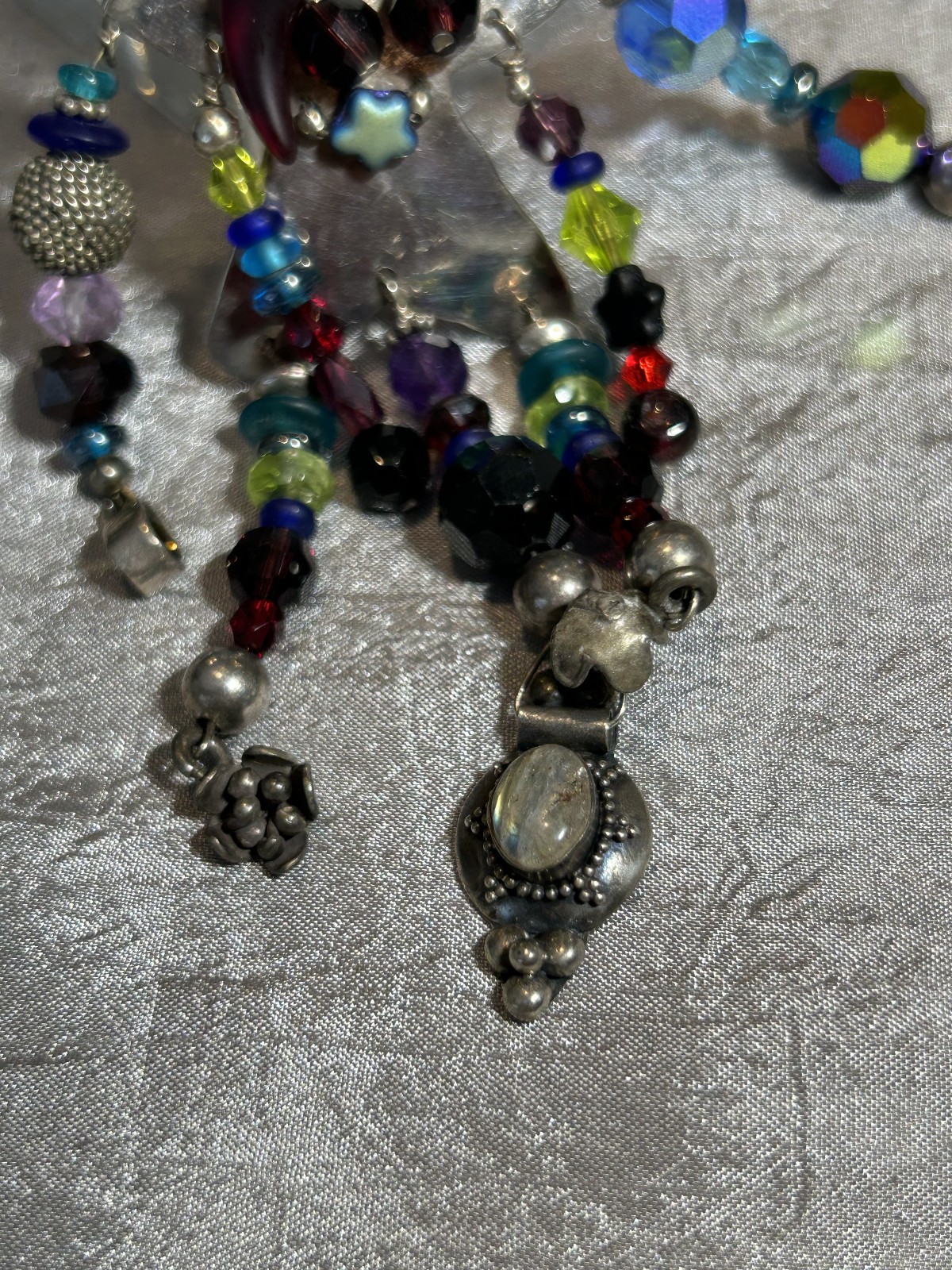 STERLING SILVER WILD WOMAN PIN – 5″ LONG -GEMS AND GLASS
