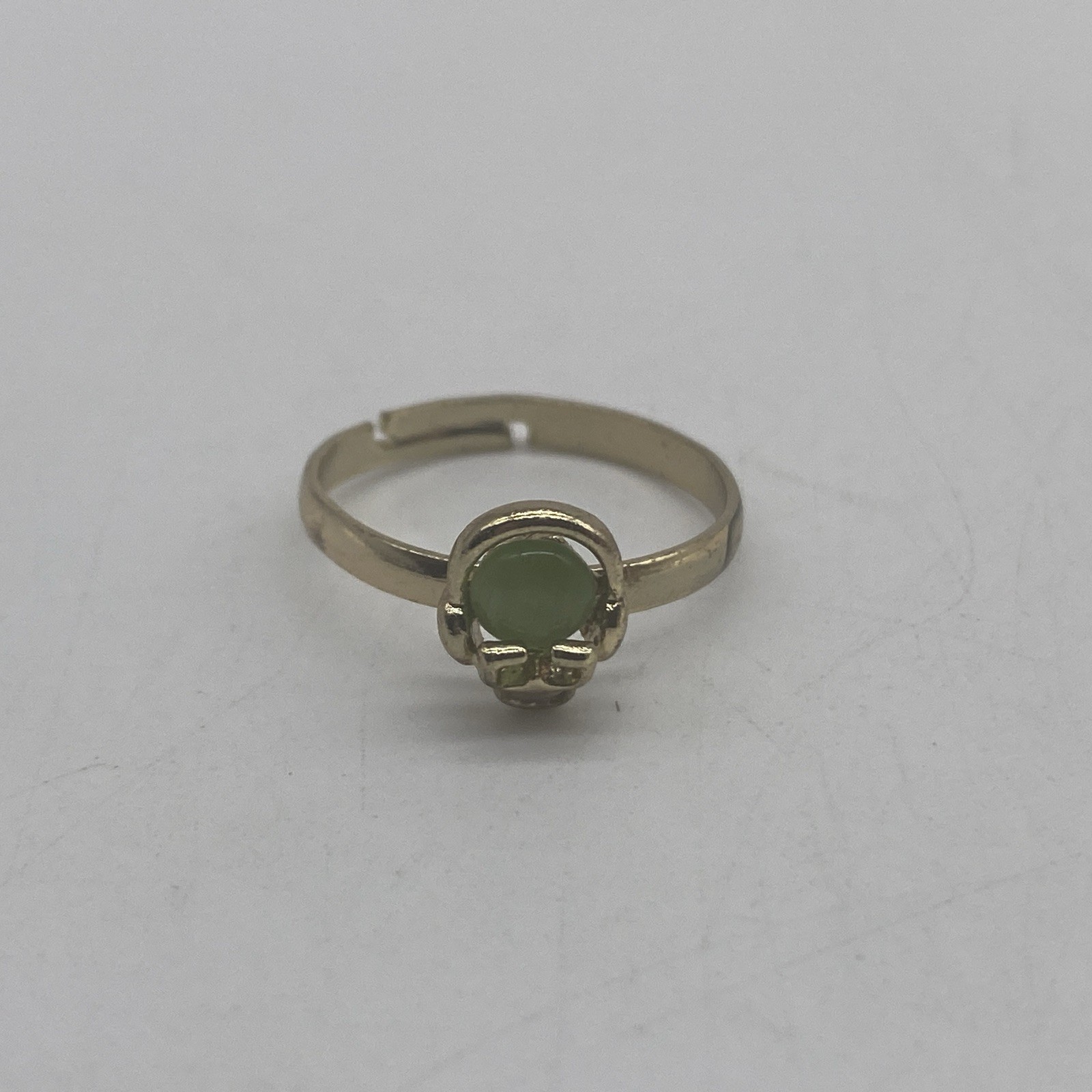 Gold Tone Green Stone Ring Size 7