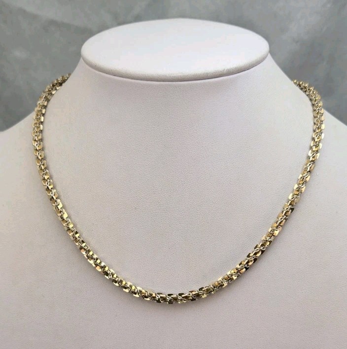 Mix Metal Multi Tone Twist Chain Linked Vintage 16.5 in Choker Necklace