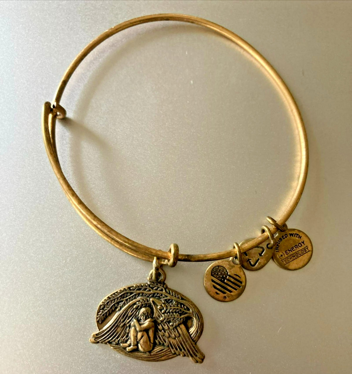 Bracelets 4 Vintage Alex and Ani Brass Friend with Flower Micky Mouse Angel Paw