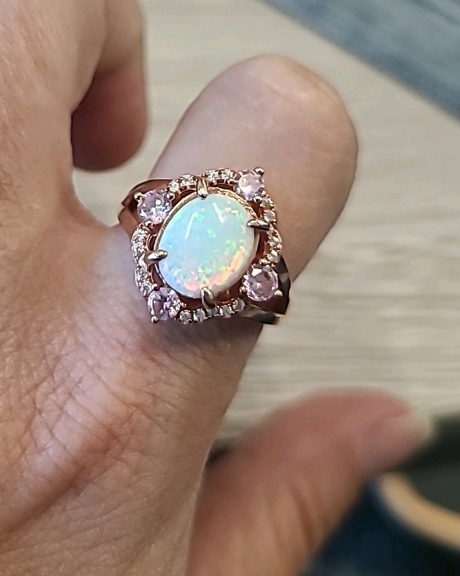 Stunning Vintage-Style FZN Rose Gold Opal Ring Size 7.75 -8