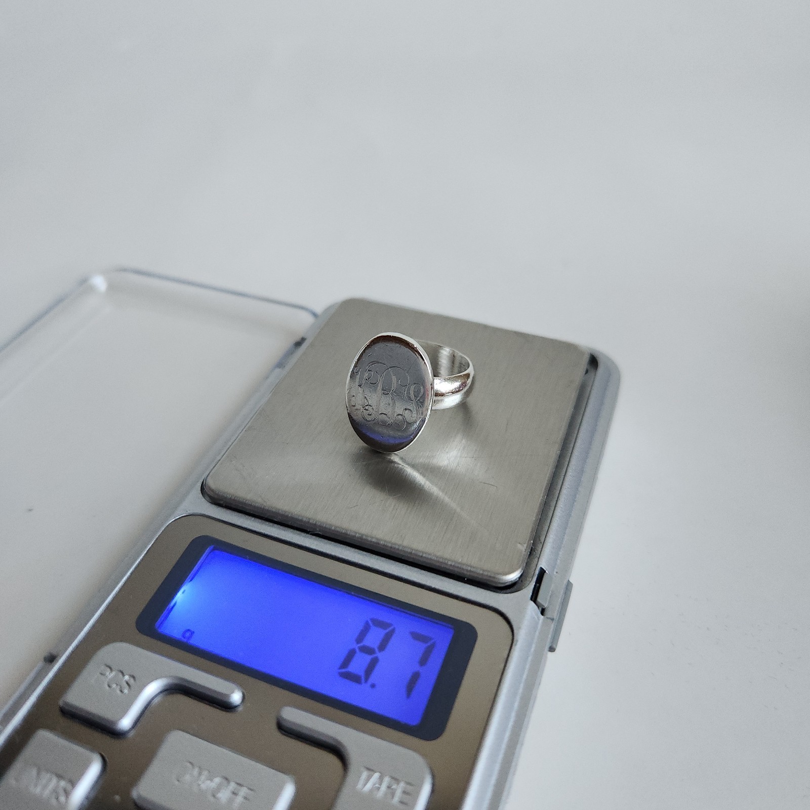 Vintage Sterling Silver Signet Ring – “KBS” Engraved – Size 6 – 8.7g – 925 Mex