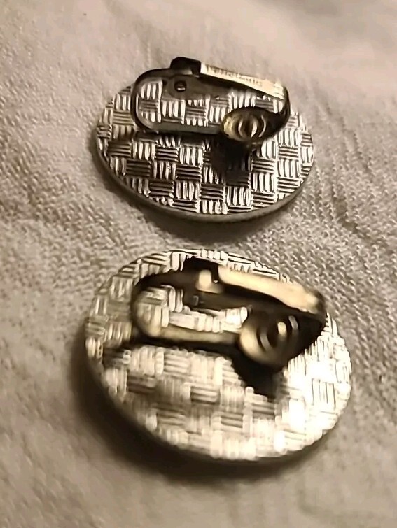 Rare Earrings Vintage MCM Atomic Star Burst Carved Round Aluminum Space Race