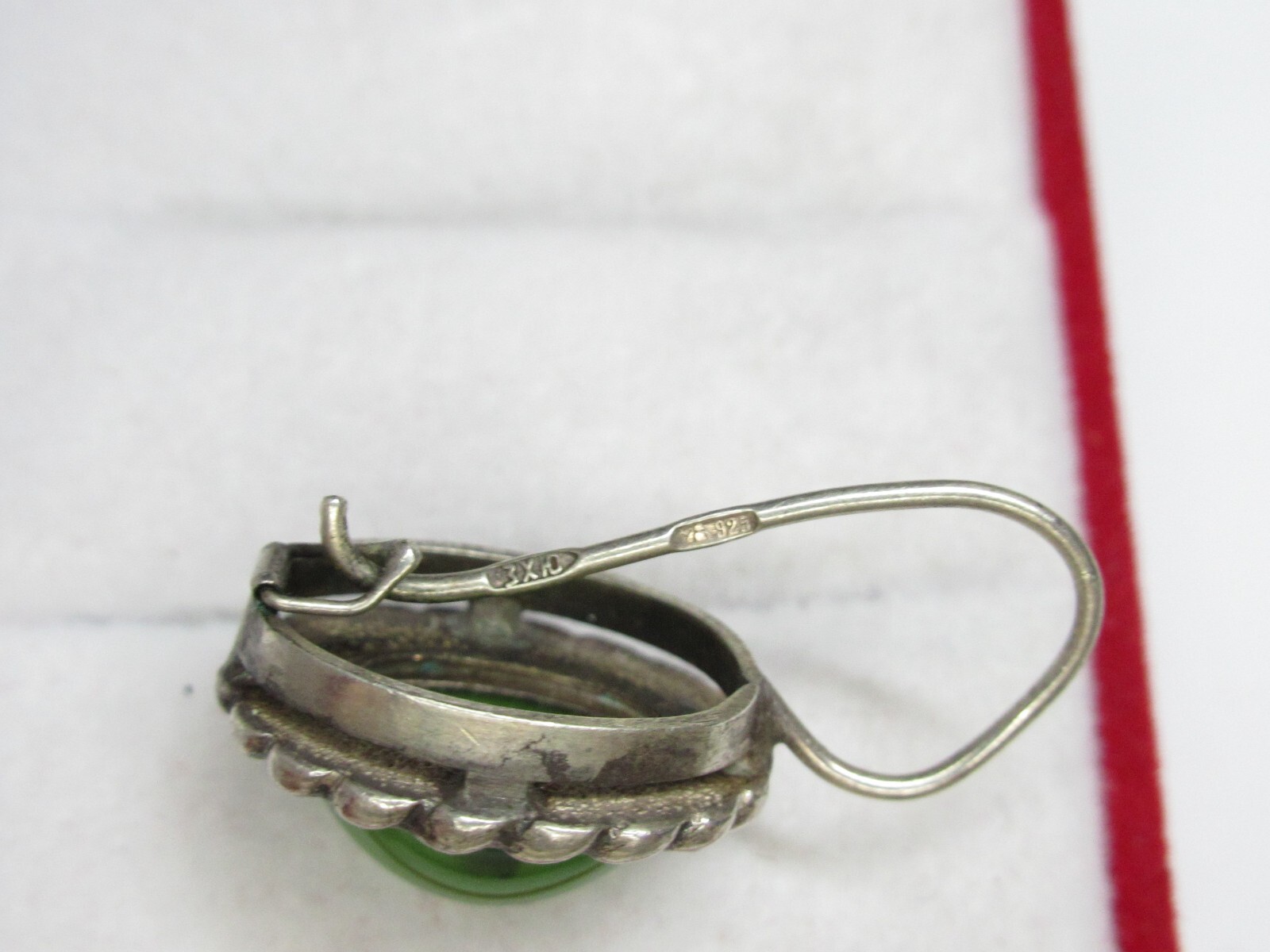 Vintage earrings USSR 925 standard, ship, jade, 7.98g..