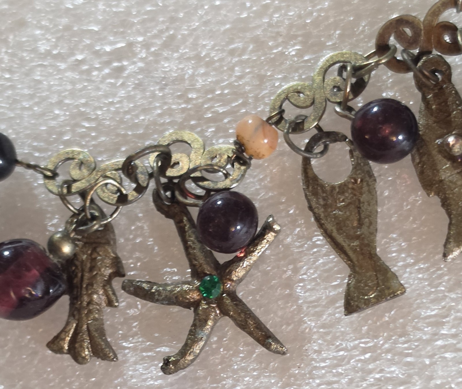 Vintage Folk Art Figural Charm Bracelet & Drop Dangle Pierced Earrings
