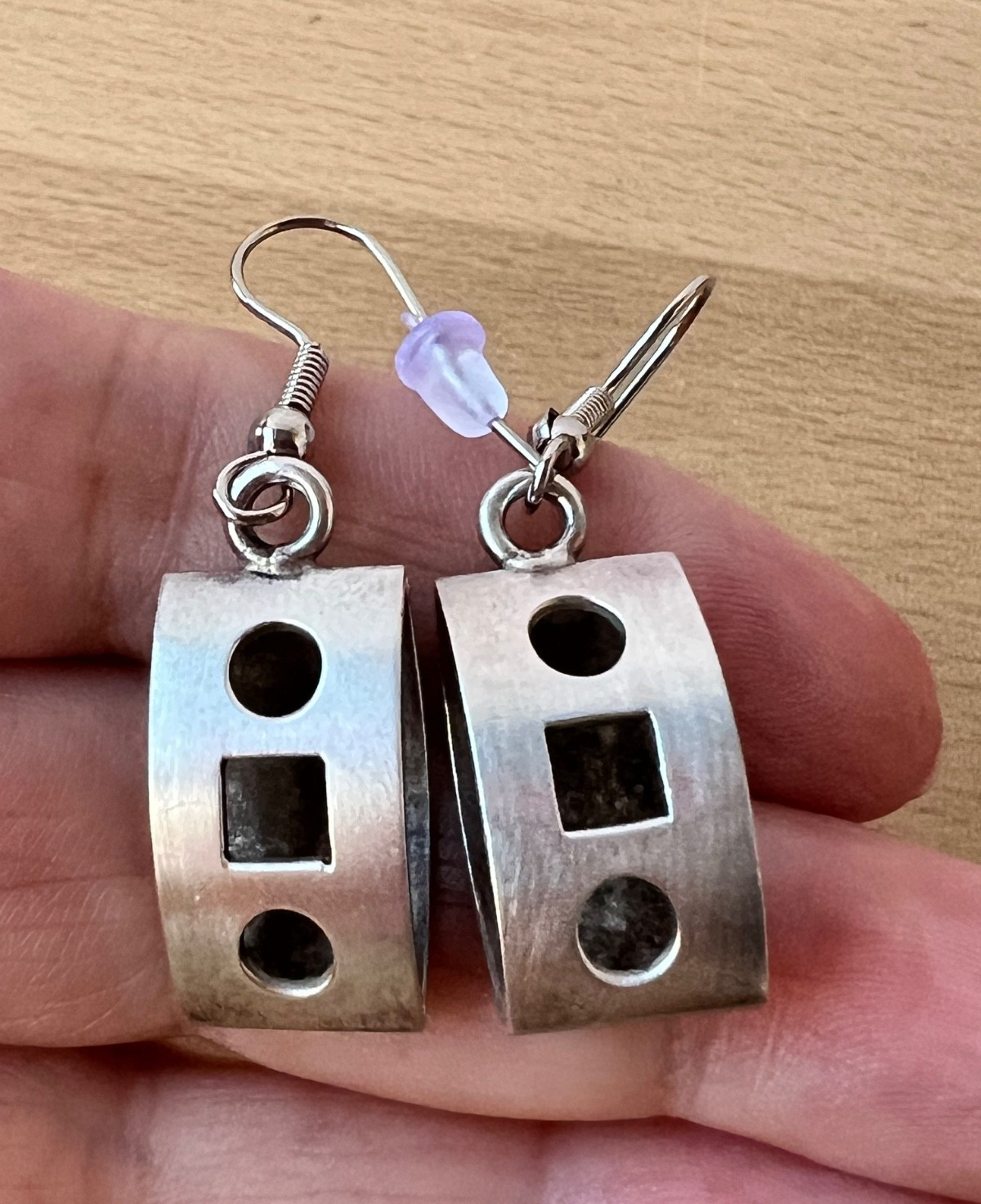 VINTAGE DESIGNER FORBES 925 STERLING SLVER GEOMETRIC DANGLE DROP EARRINGS UNIQUE