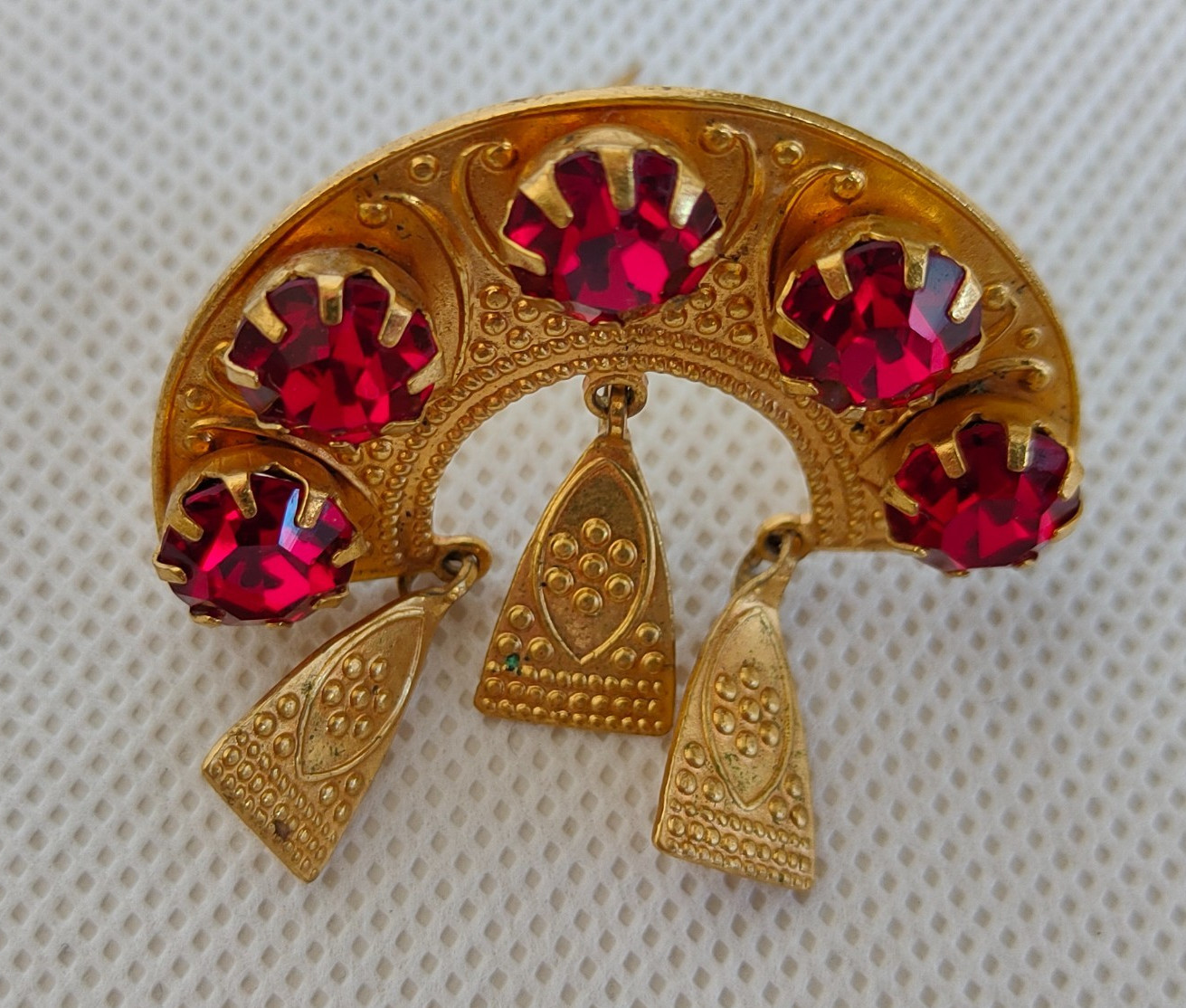 Vintage set of Soviet Czechoslovakian brooches with stones, 2 pcs. USSR.