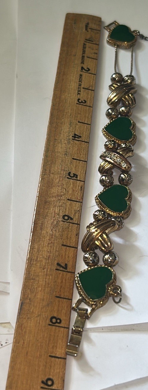 Vintage Slide Heart Charm Bracelet
