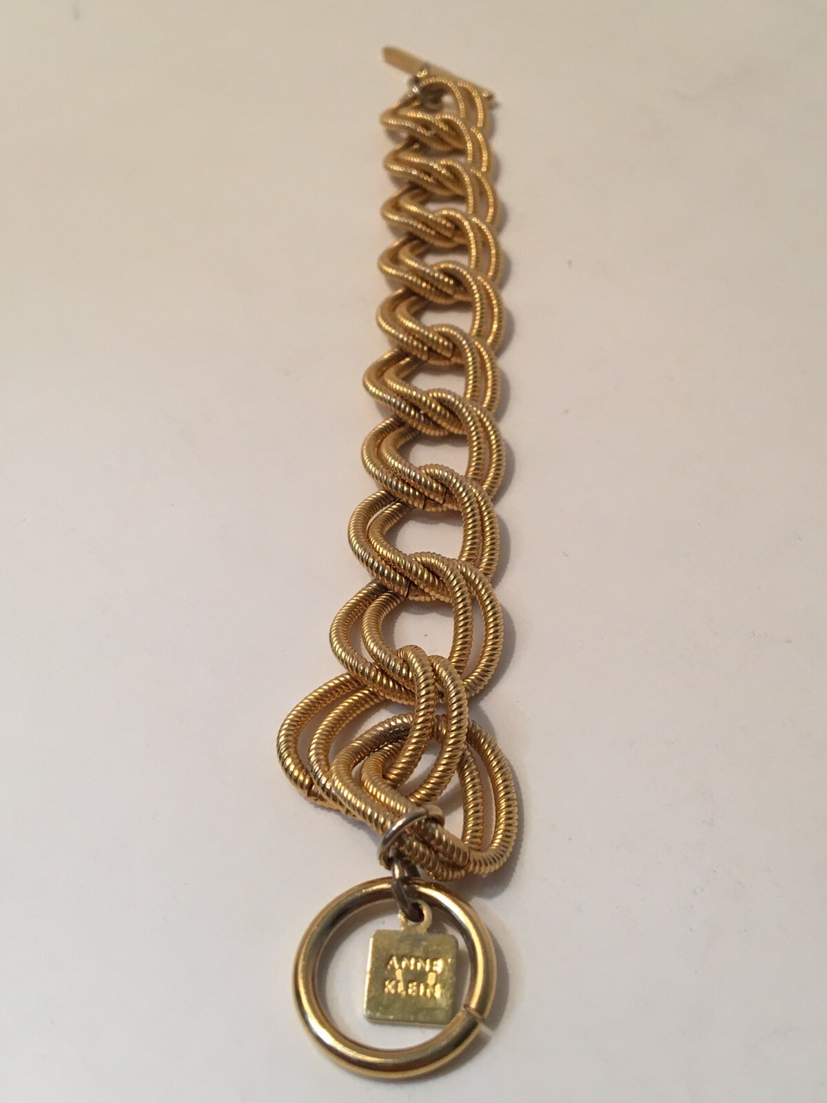 ANNE KLEIN Gold Tone Chain Link Toggle Bracelet 8″ Auction Finds 702