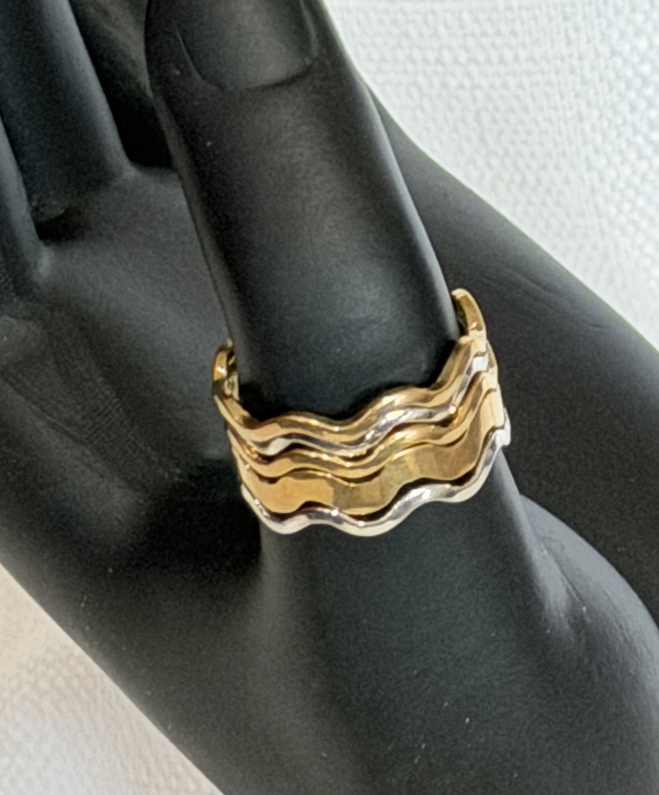 1978 Avon FASHION WAVES RING Stackable Gold & Silver-Tone Set of 5 Size 9 VTG