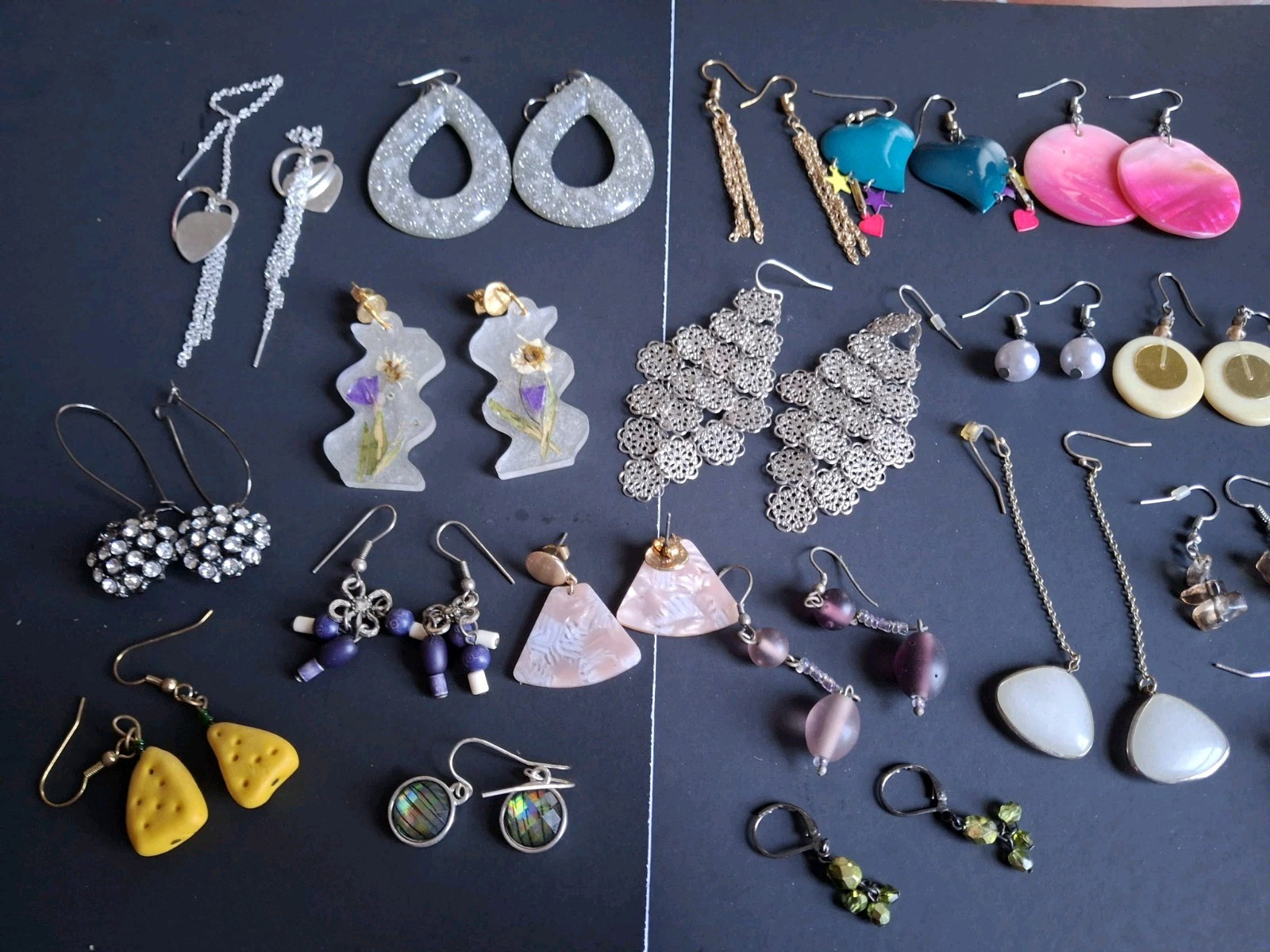 Lot Of 19 Modern/Vintage Earrings Pairs Pierced, Dangle, Hooks multicolor