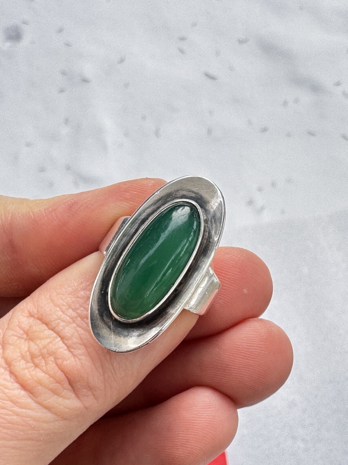 Stunning Niels Erik N.E. FROM Denmark Sterling Silver & Chrysoprase Ring