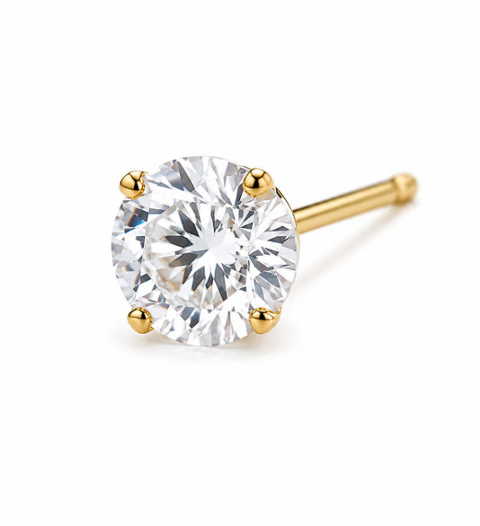 14K AU585 Gold Mini Zircon Stud Earrings Vintage 4mm Pairs