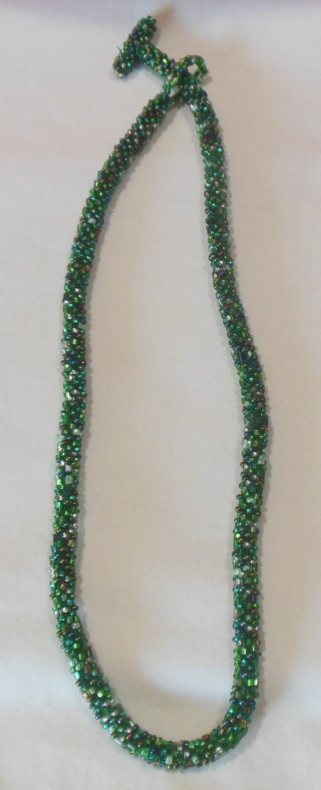 Green Seed Bead Single Strand Rope Necklace 20 Inch