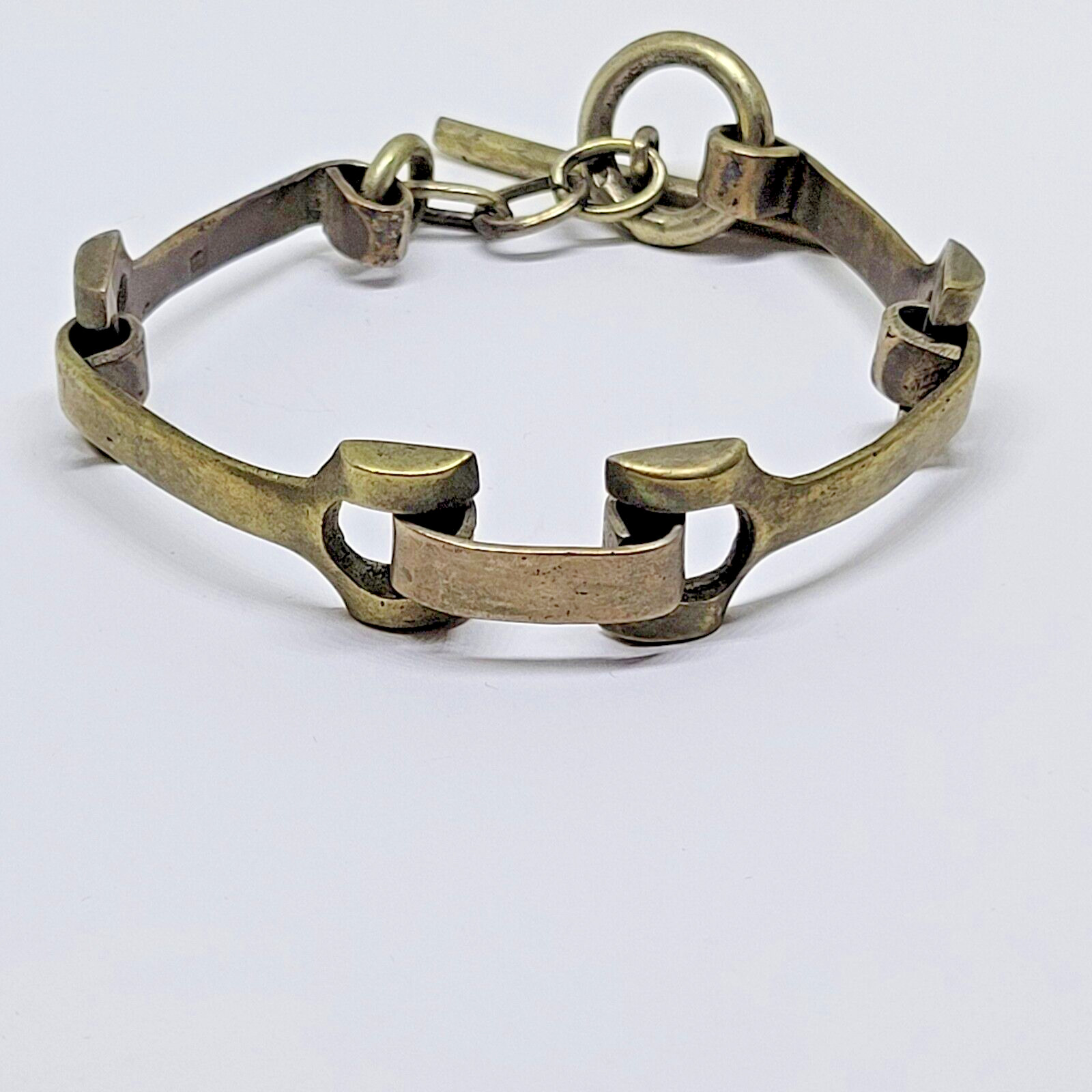 Vintage Hallmarked Horse Bit Equestrian Western Toggle Bracelet ~ 7.5″