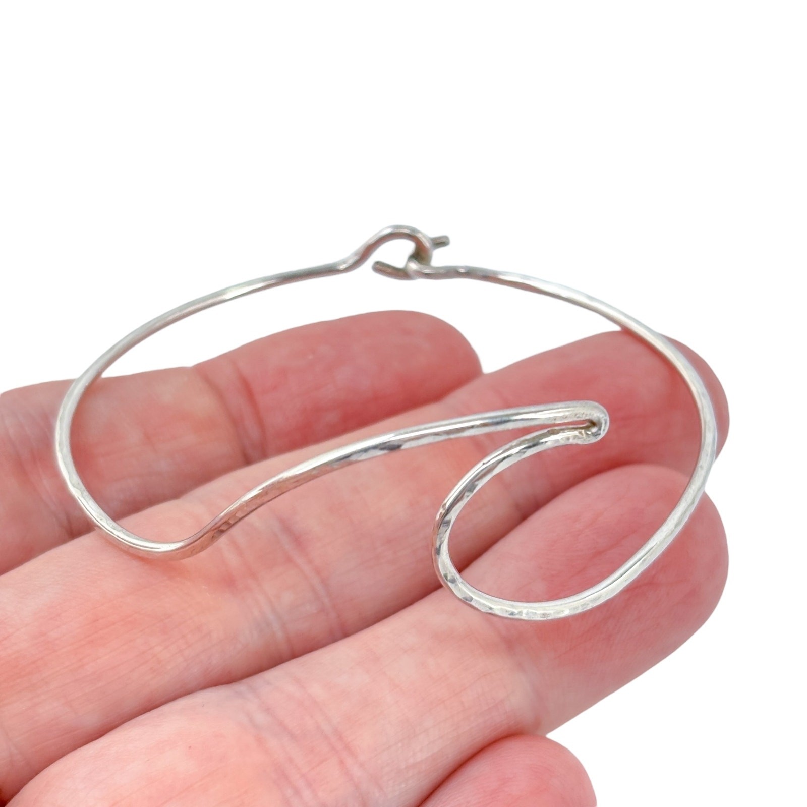 Vintage Wave Wire Bangle Bracelet | Sterling Silver 925 | 7″