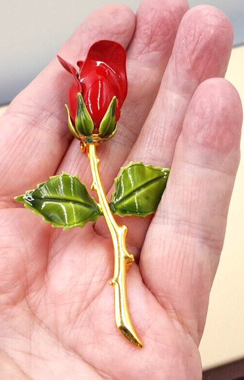 VTG TACOA Legend of the Christmas Rose Stunning 3″ Long Stem Rose Original Box