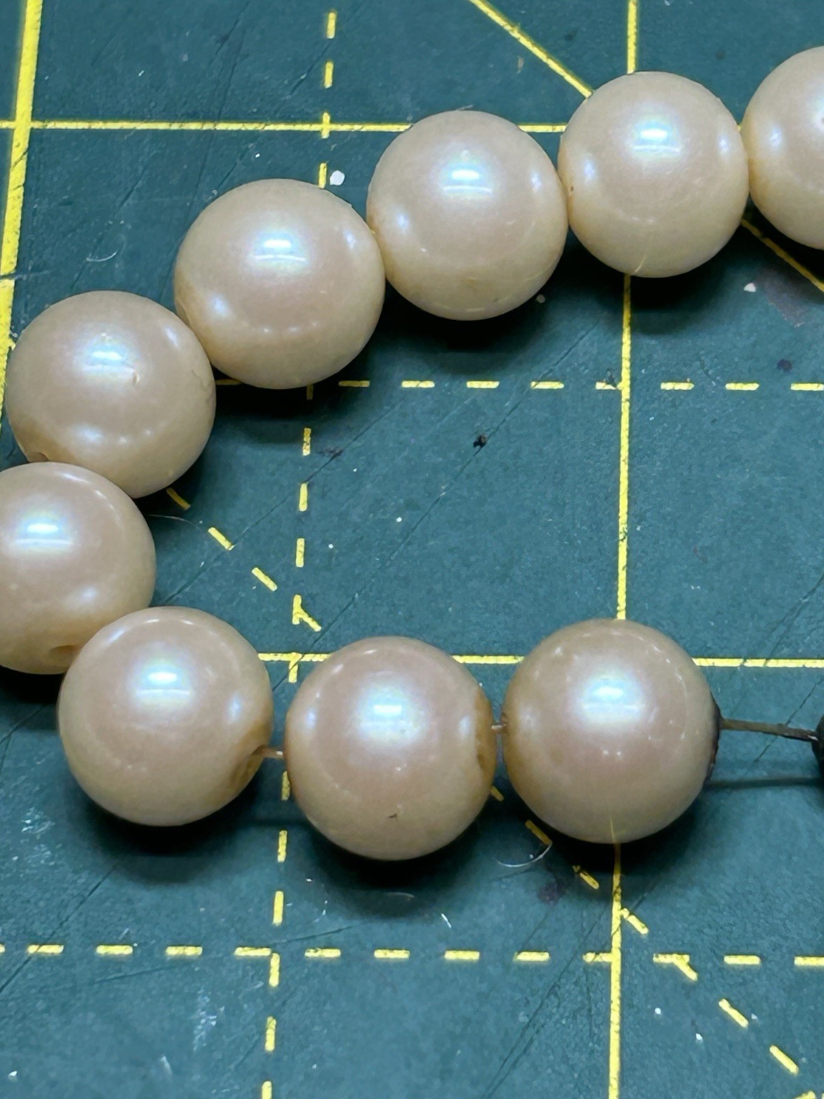 Vintage Japanese Cultured Pearl Necklace 27” Long 8.3-8.4mm Round Creamy Pearls