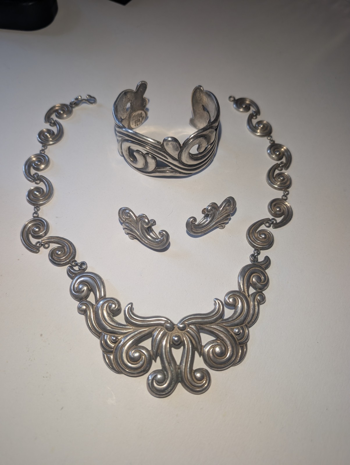 Los Castillo Taxco Sterling Silver Necklace Bracelet Earring Set #366 #461 #475