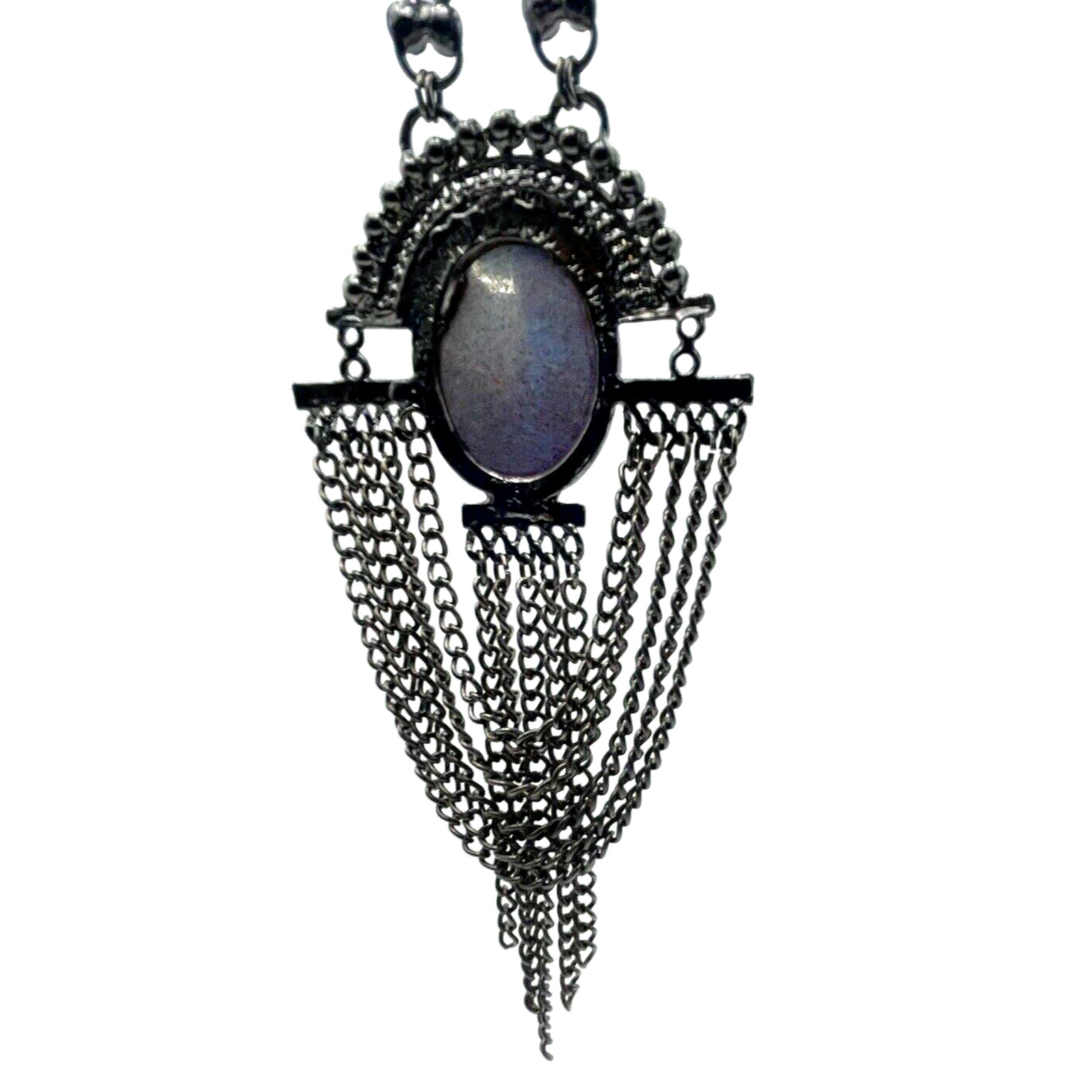 Unique Black Chain & Red Rhinestones Chain Themed Necklace
