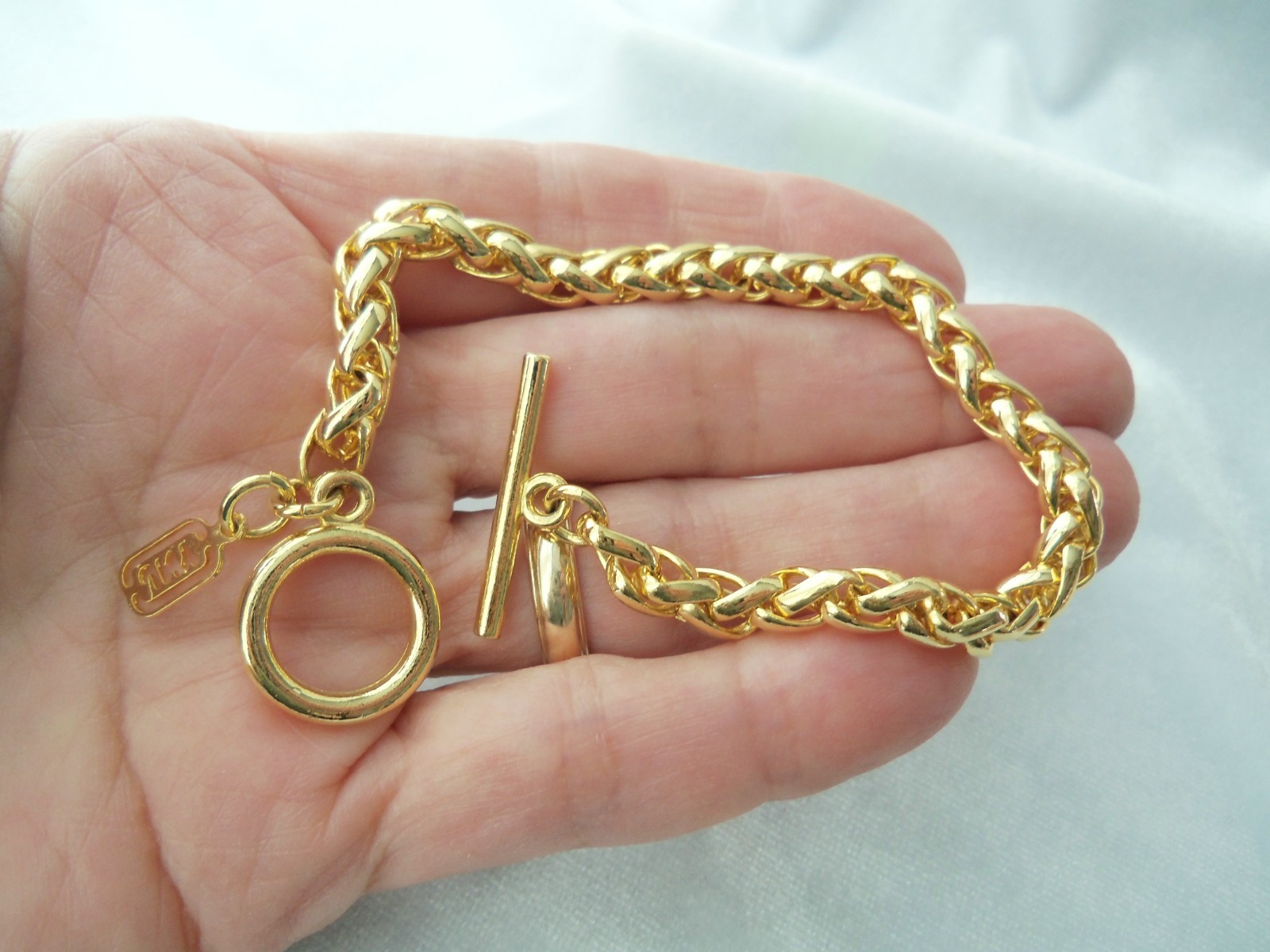 JNY Jones New York Gold Plated Spiga Wheat Chain Toggle Bracelet