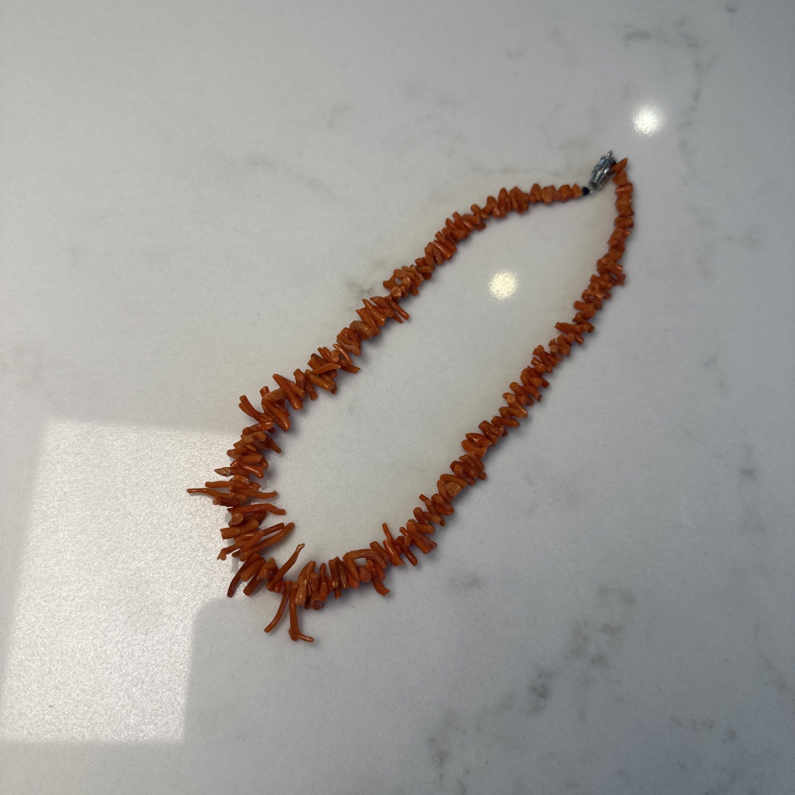 Vintage Salmon Color Coral 5-20mm Graduated Branches Necklace 16” Barrel Clasp