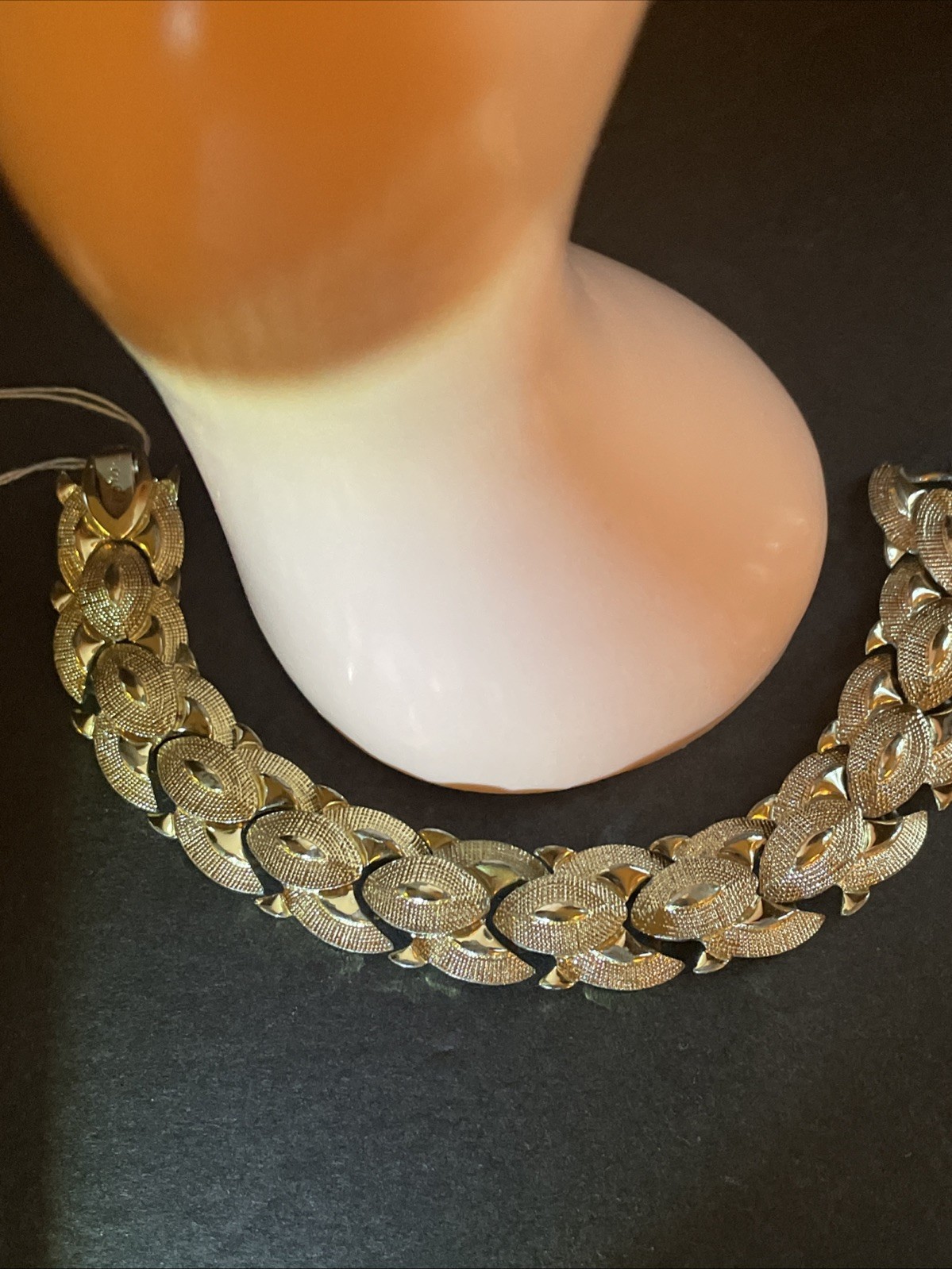 Vintage CORO Signed 1950’s Textured And Solid Gold Tone Panel Bracelet 7”