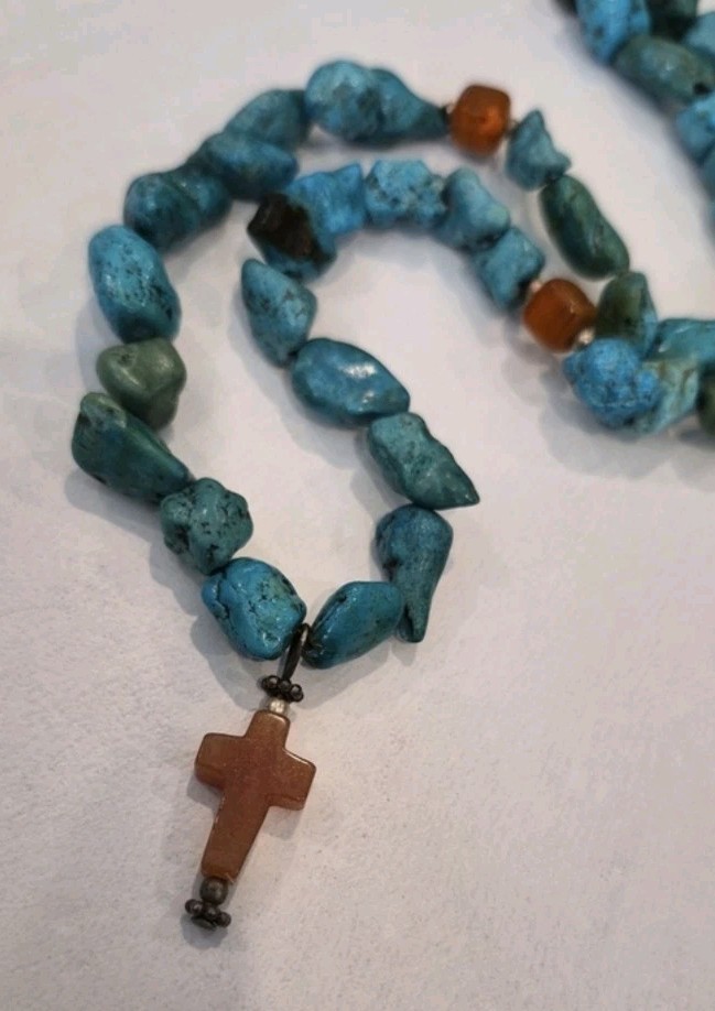 Vtg Handcrafted Turquoise Nugget & Natural Stone Toggle Closure Necklace