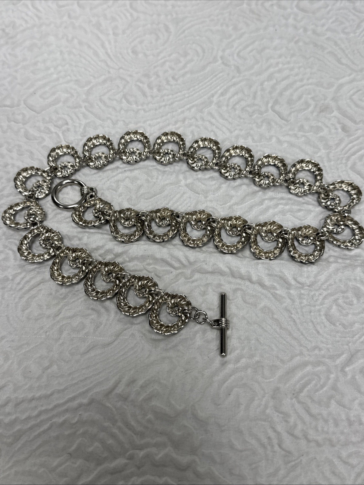 Vintage Chunky Intertwined Silver Knot or Circular Braided Link 17” Necklace