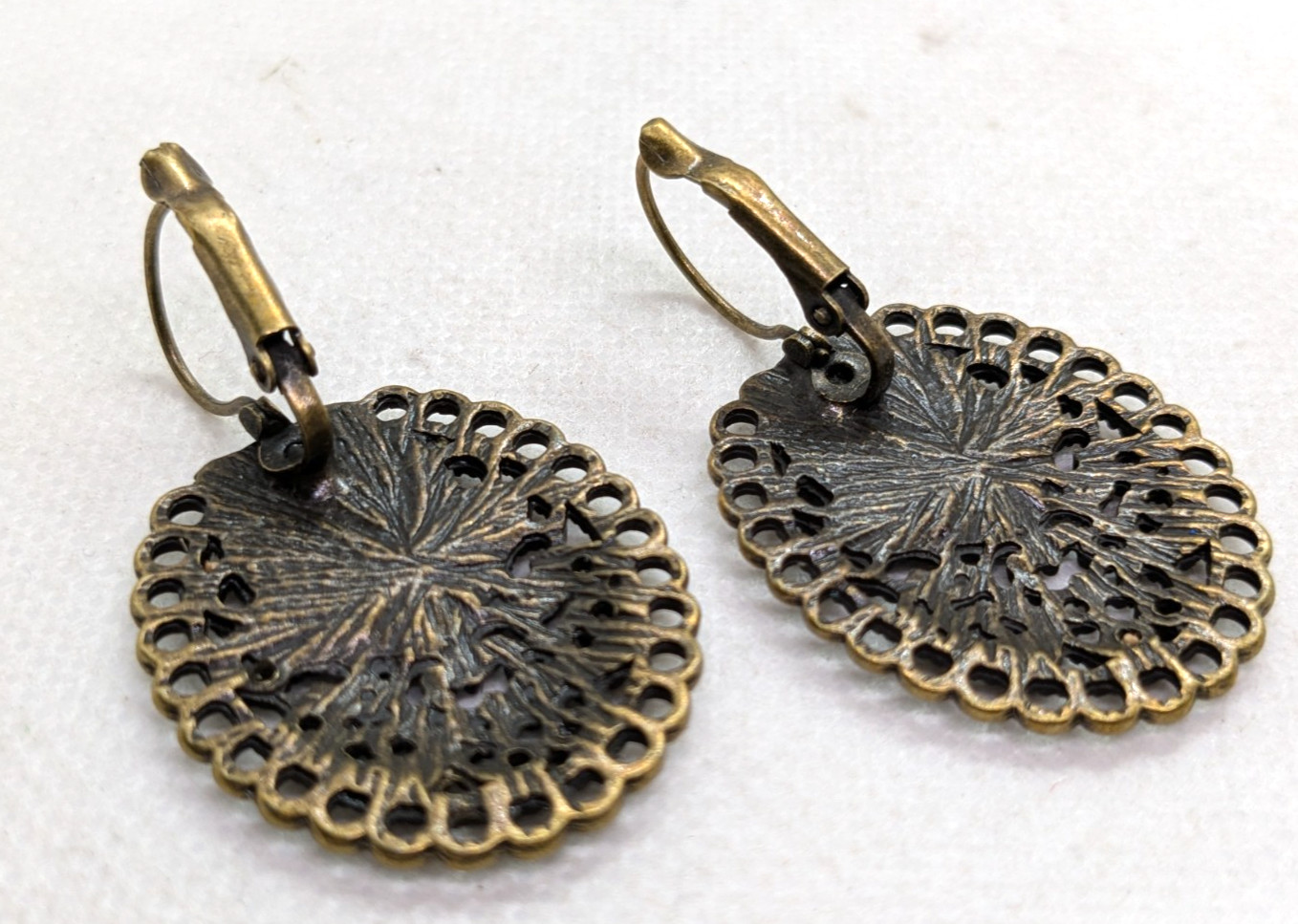10 Bronze Colored Earring Blanks Bezel Settings Filigree Border Cabochon Base