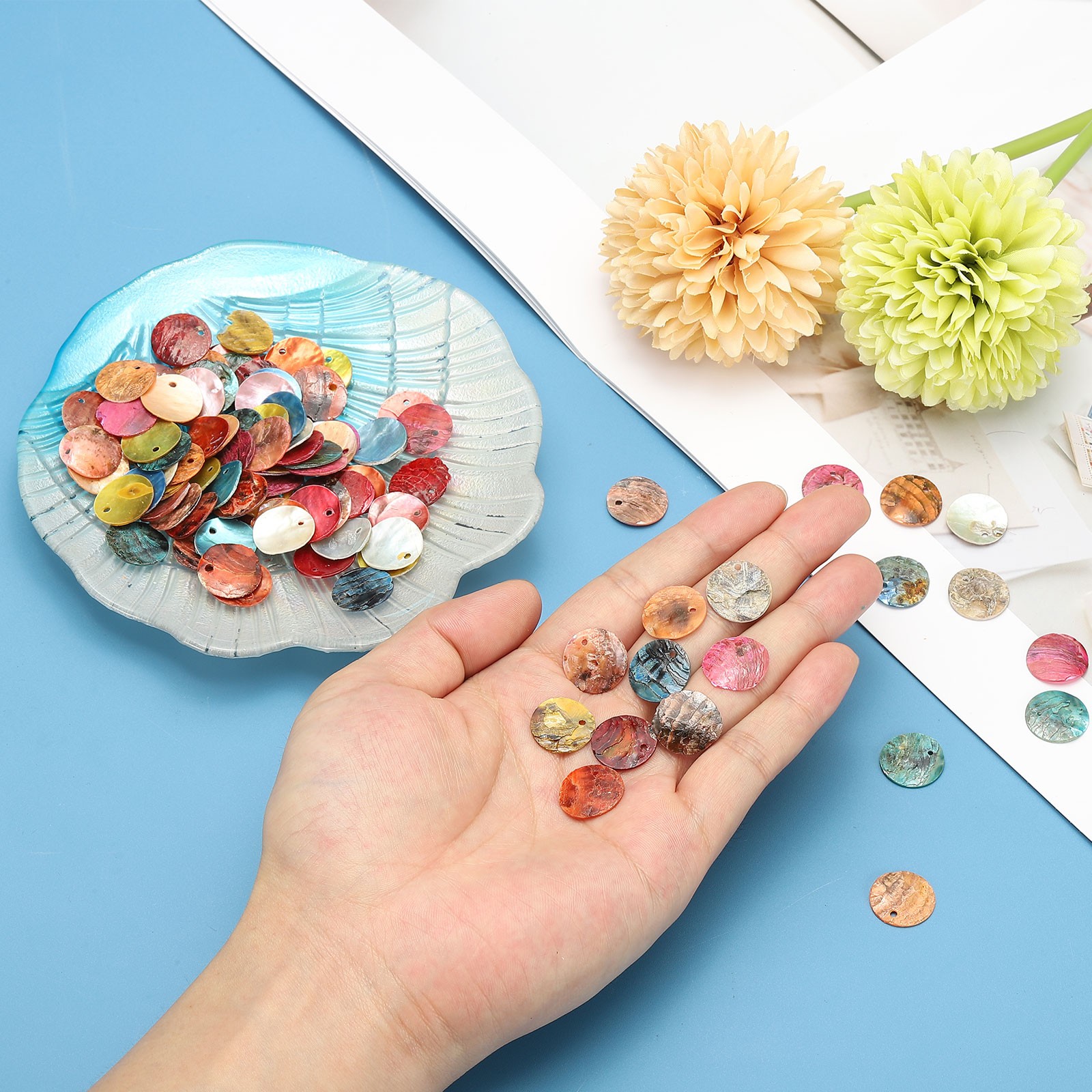 60Pcs Round Natural Capiz Shells 1.5cm/0.6″ Natural