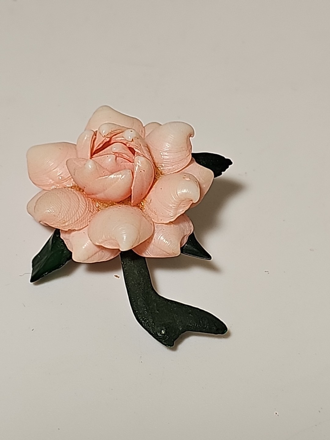 Vintage Handmade Pink Sea Shell Flower Brooch Pin 1.75 Inch