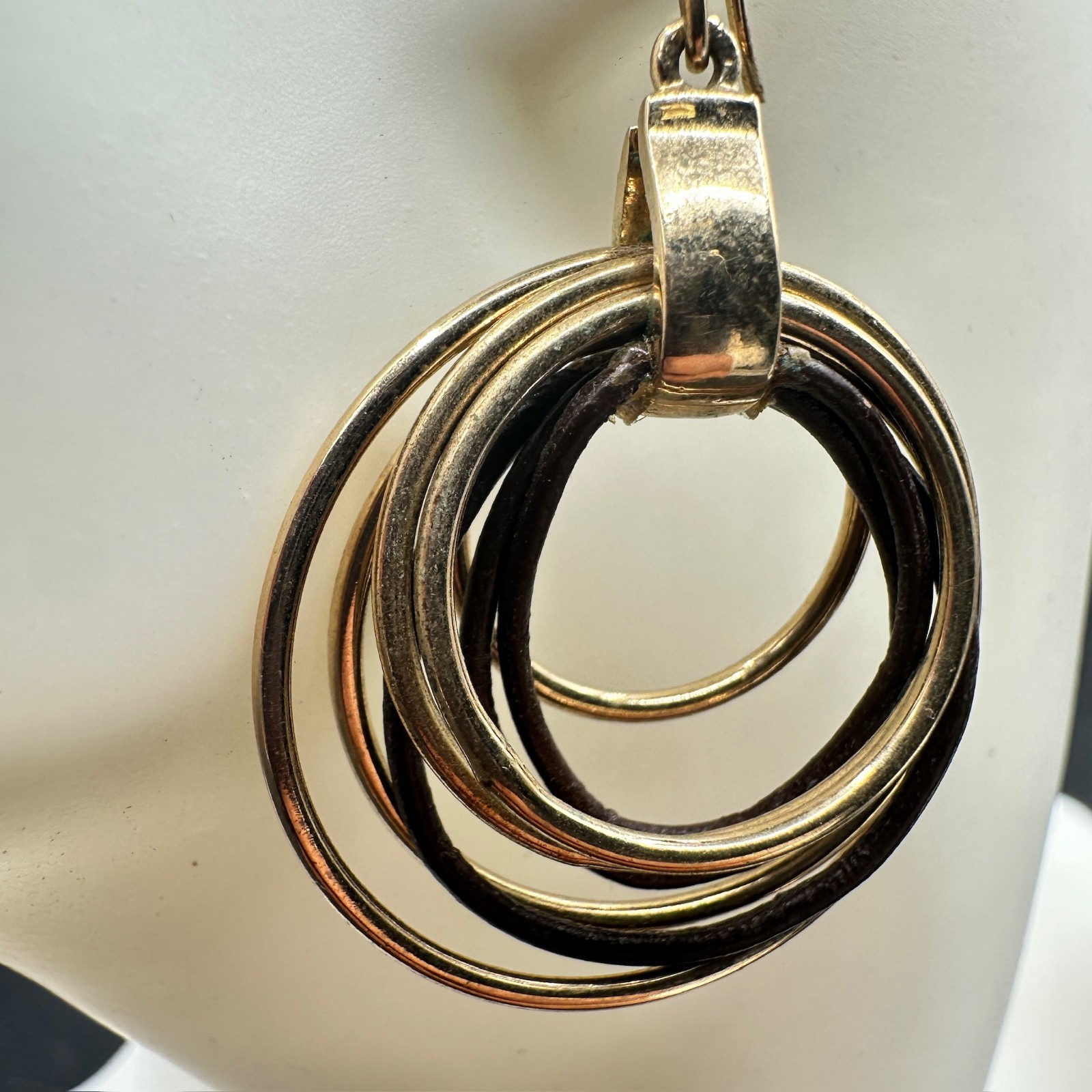 Vintage Monet Gold-Tone Classic French Wire Knotted Multi-Hoop Dangle Drop