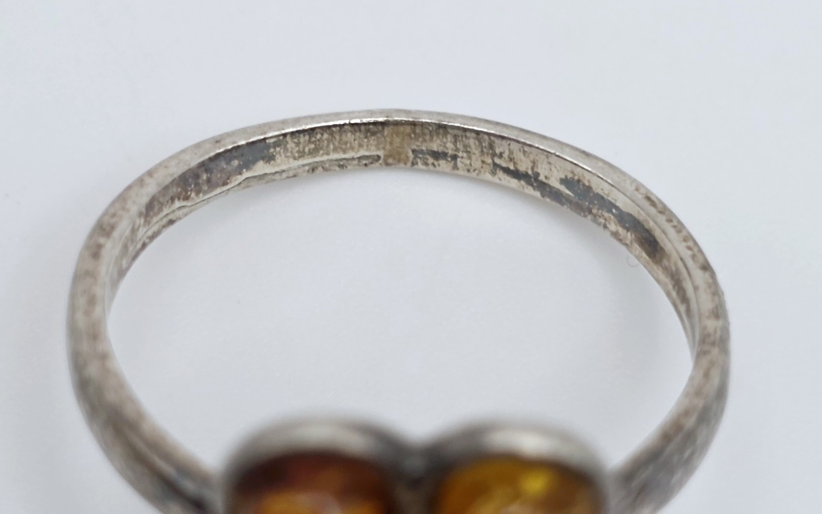 Vintage 925 Sterling Silver Baltic Amber Butterfly Ring Multi Color Size 7.5