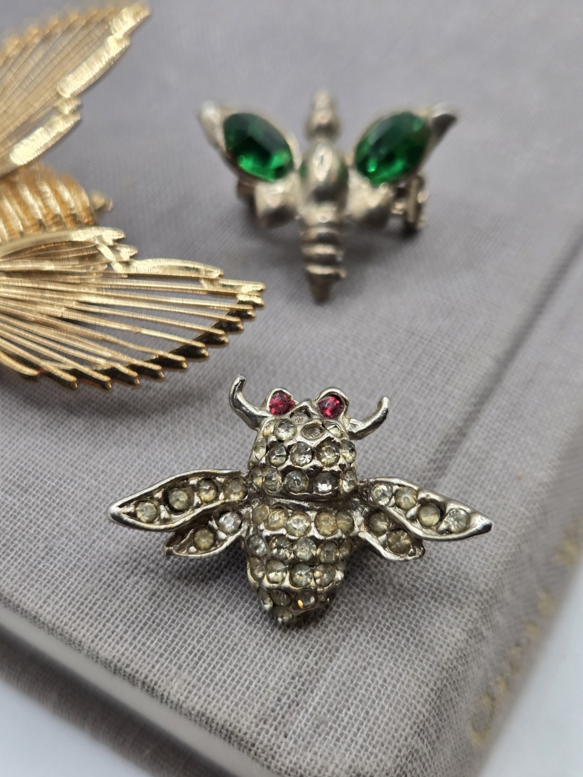 VTG Monet Gold Bee Brooch Pin and 2 other little Bugs Whimsical Insects