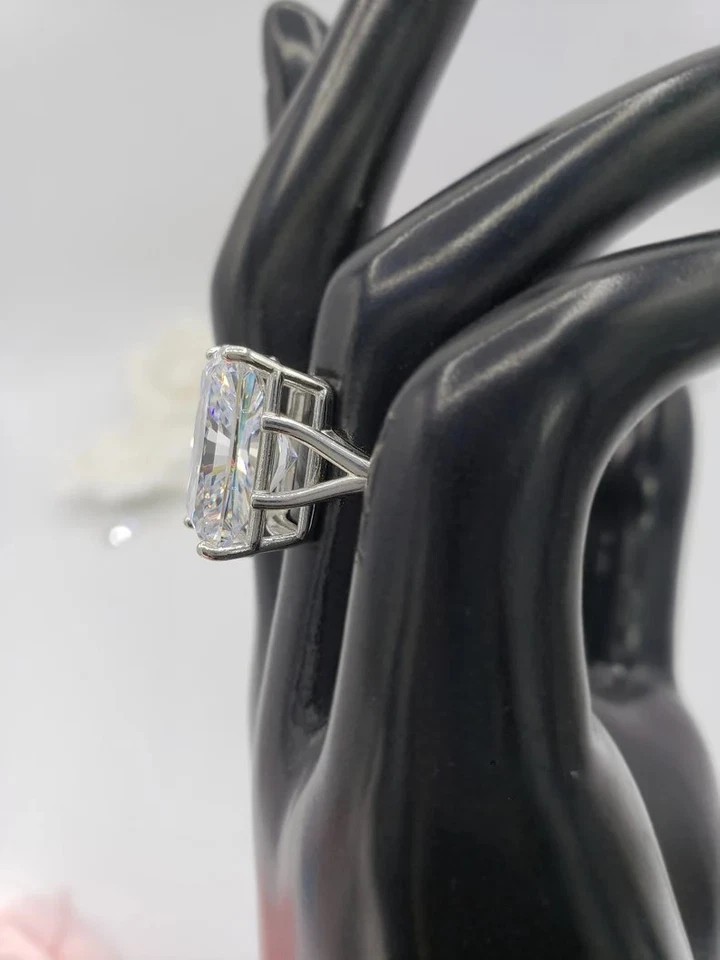 9.5Ct Radiant Cut Lab Created Diamond Engagement Wedding Ring 14K White Gold FN