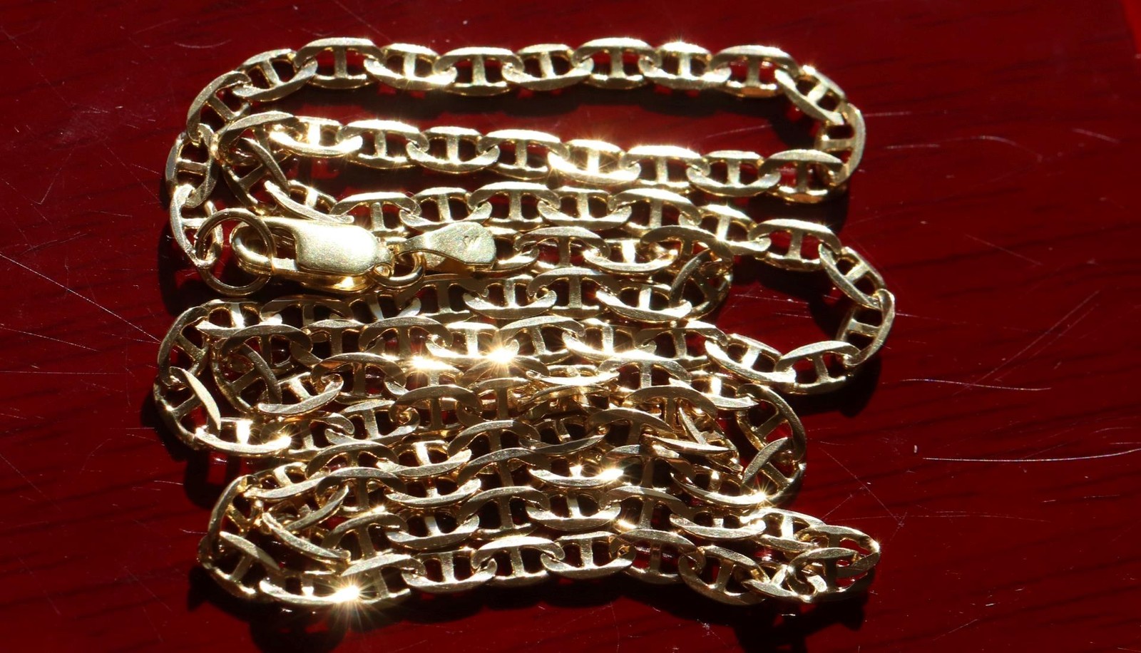 14k yellow gold necklace 19.5″ anchor / mariner link chain vintage 7.67gr N3502