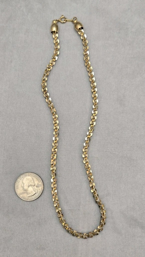 Mix Metal Multi Tone Twist Chain Linked Vintage 16.5 in Choker Necklace