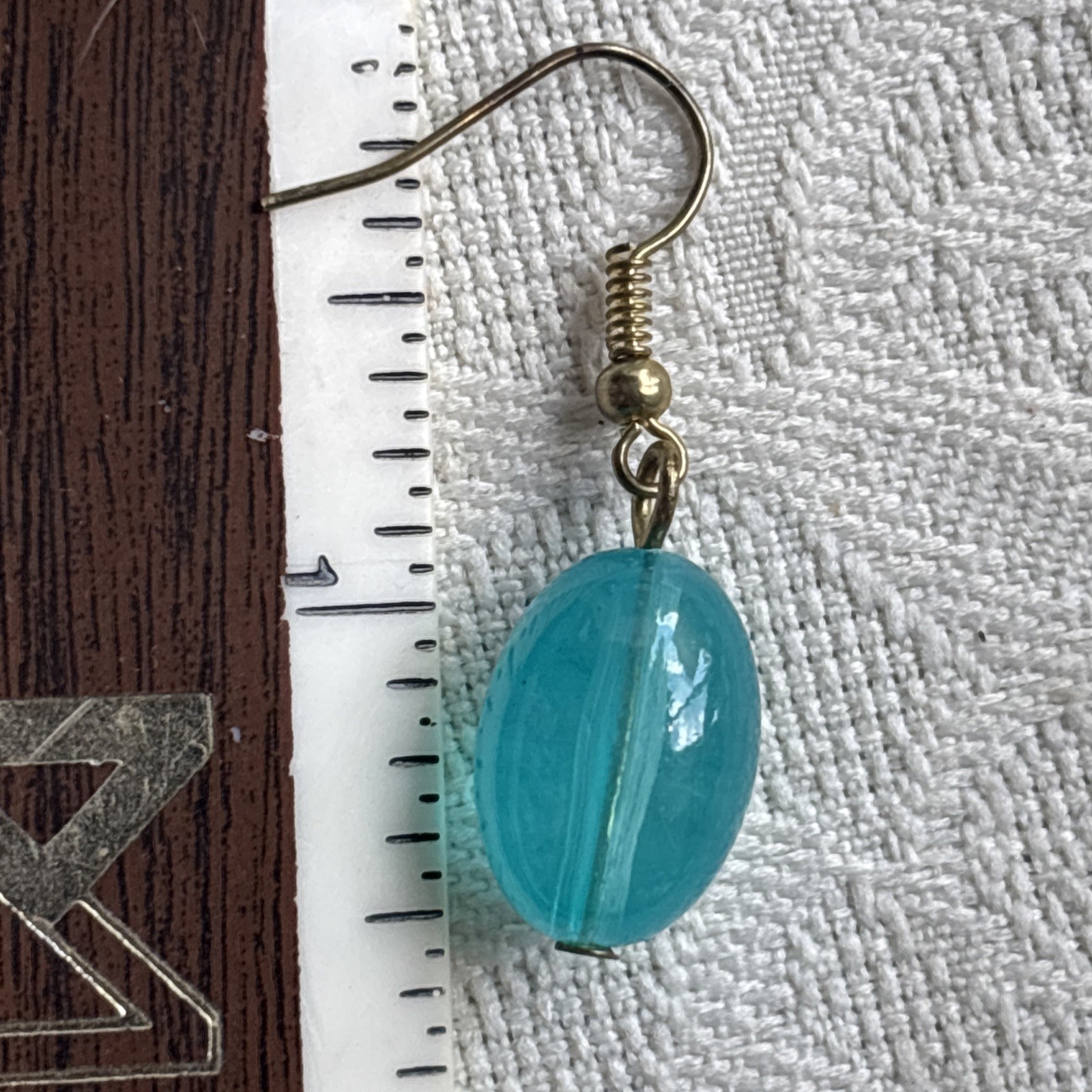 VINTAGE Aqua Blue Acrylic Lucite BEAD NECKLACE 17” Choker, Pierced Earrings Set