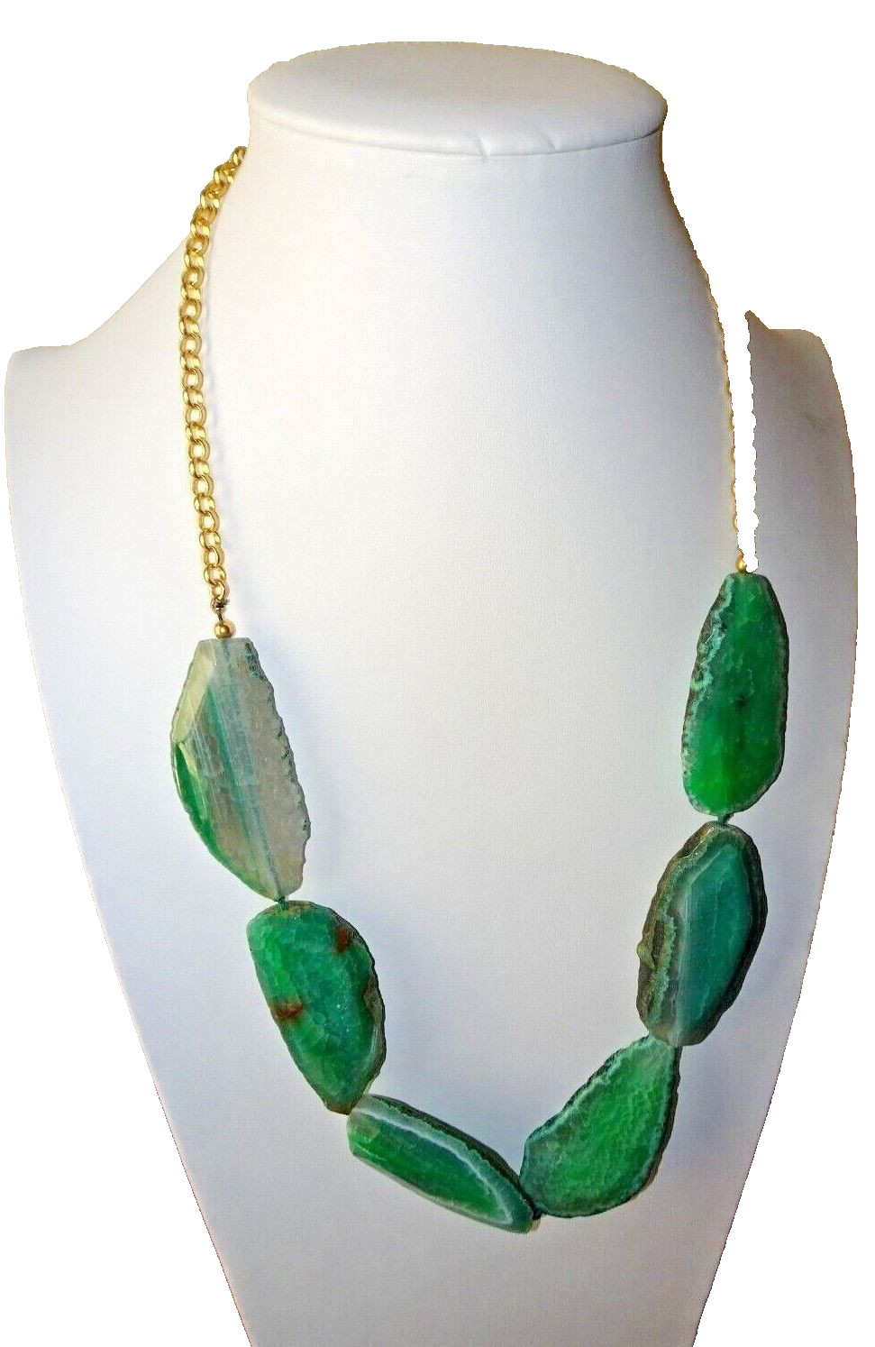 KENNETH LANE SIGNED AGATE NECKLACE IN GOLD PLATE 30 INCH NEW WITH TAG