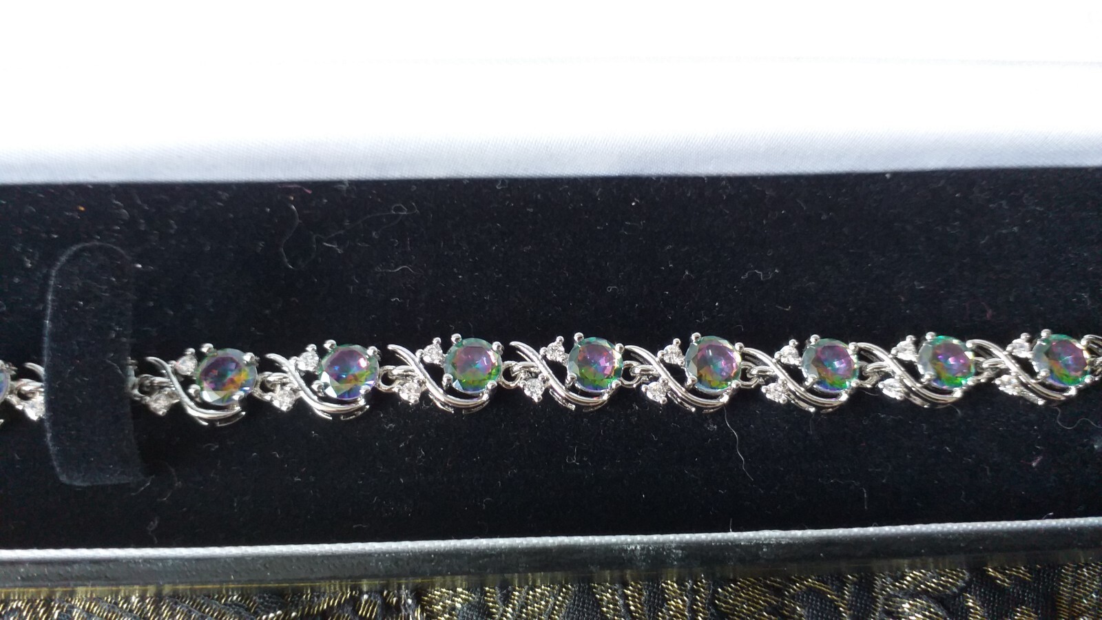 Vintage 1990 Mystic Topaz Sterling Silver 925 Bracelet 8 inch long – Hallmarked