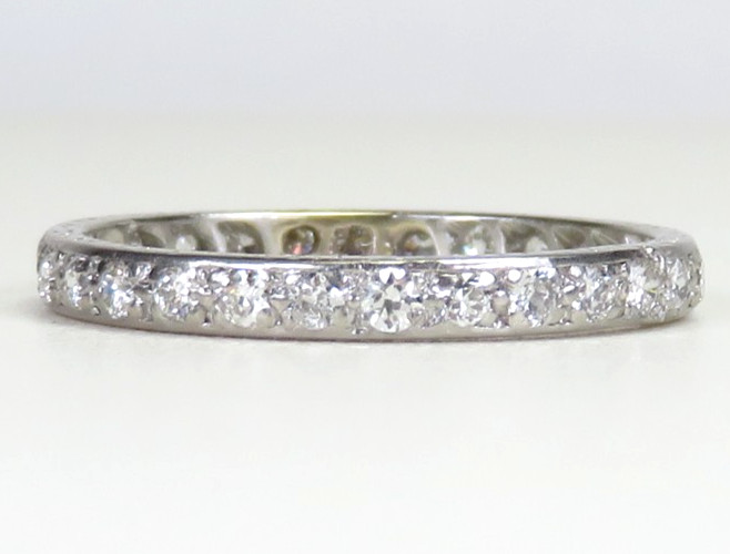 Antique Deco 1920’s Wedding Eternity Platinum Band Ring Size 7 UK-N1/2 EGL USA